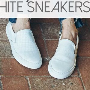 GREATS White Leather Perforated Slip On Sneakers size 8.5